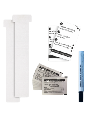 KIT DE NETTOYAGE AVANCÉ - 2 cartes en « T », 2 cartes adhésives, 1 stylo, lingettes (distributeur) (ACL002)